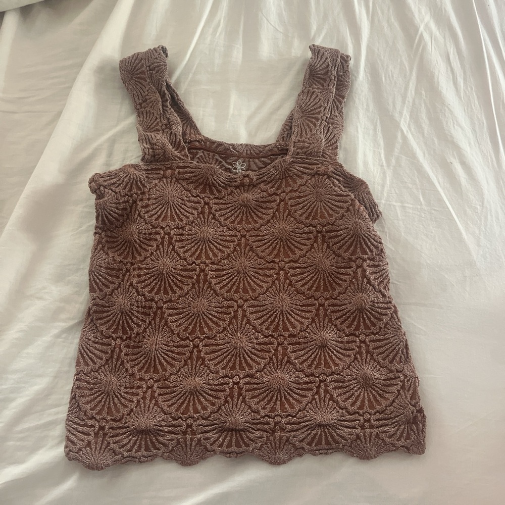 Aura Brown Textured Tank Top